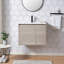 Ensemble de meuble-lavabo mural flottant simple 30 po en chêne avec plateau en céramique
