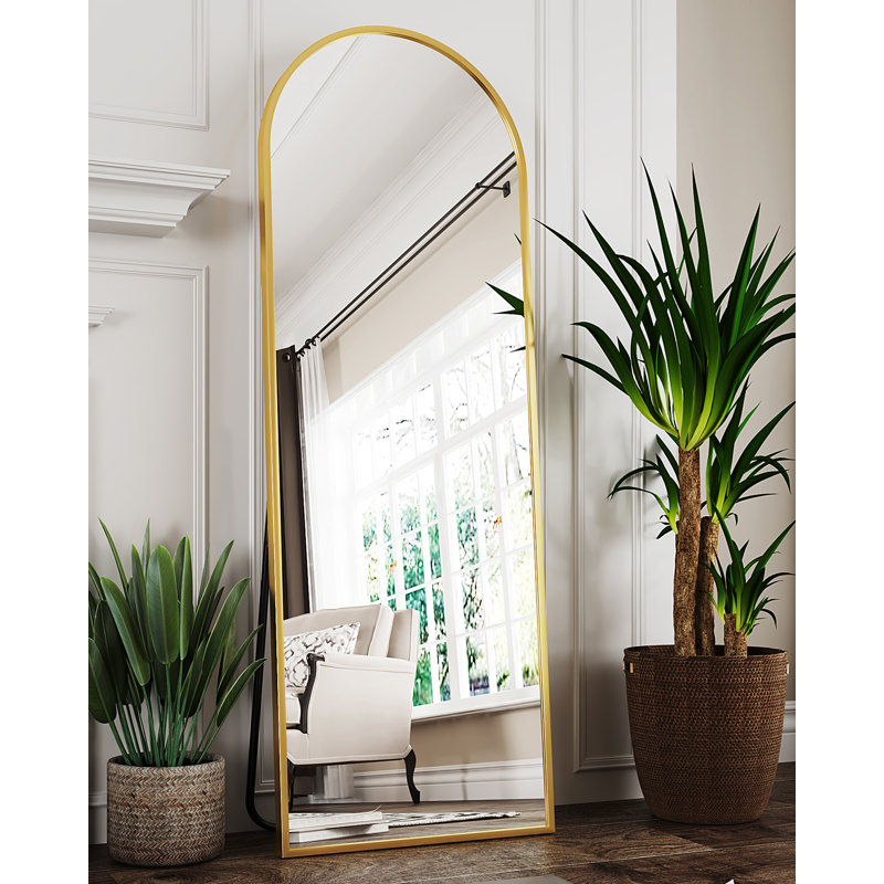 Miroir surdimensionné arqué en métal surdimensionné, 59 po x 16 po, Doré