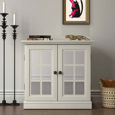 Storage Sideboard Cabinet With 2 Decorative Acrylic Mirrored Doors
