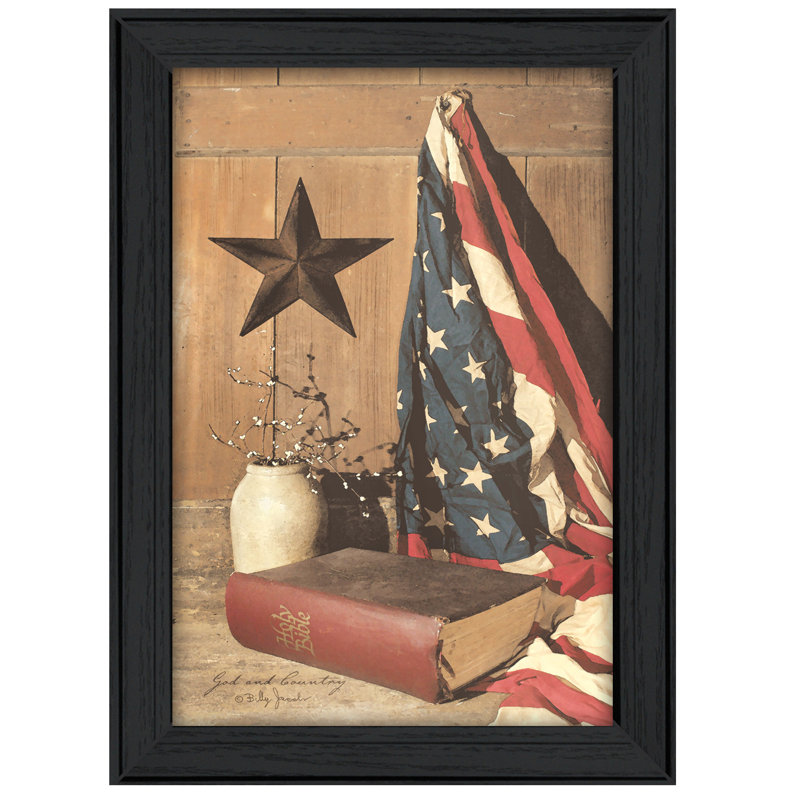 «God and Country», art mural encadré pour salon, impression murale par Billy Jacobs, Cadre noir