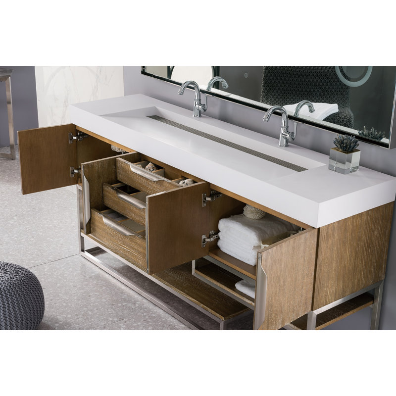 Columbia 72'' W Single Vanity, Glossy White, Dusk Gray, Brushed Nickel