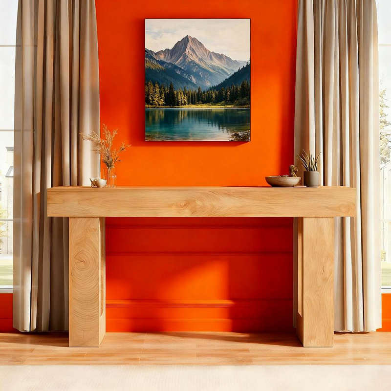 Console en bois, table d'appoint, table de salon rectangulaire derrière le canapé, Naturel