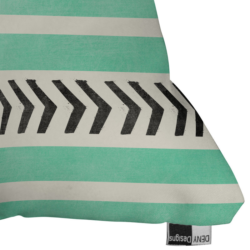 Allyson Johnson Mint Stripes and Arrows Outdoor Throw Pillow, 20" x 20"