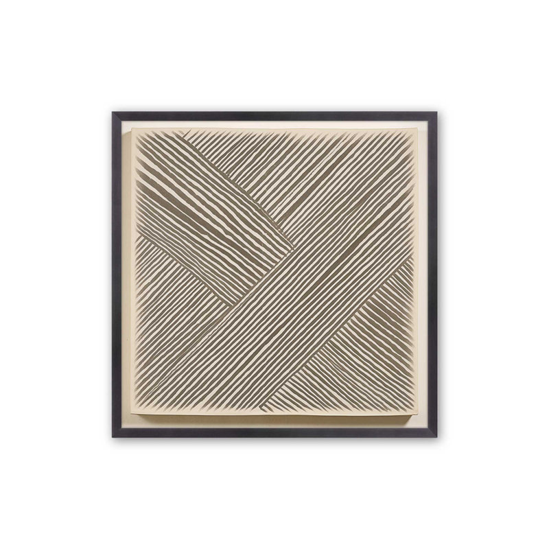 Illusion linéaire moderne III, Cadre simple en zinc patiné, H 13,75 po x l 13,75 po