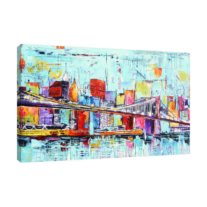 City 1 Piece Wrapped Canvas Painting, 25cm H x 38cm W x 4cm D