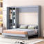 Grand lit escamotable mural avec tablettes, garde-robe et lumières DEL, gris-968484060