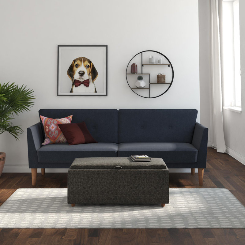 Mirrabooka Twin 204.5cm Upholstered Convertible Sofa, Navy Performance