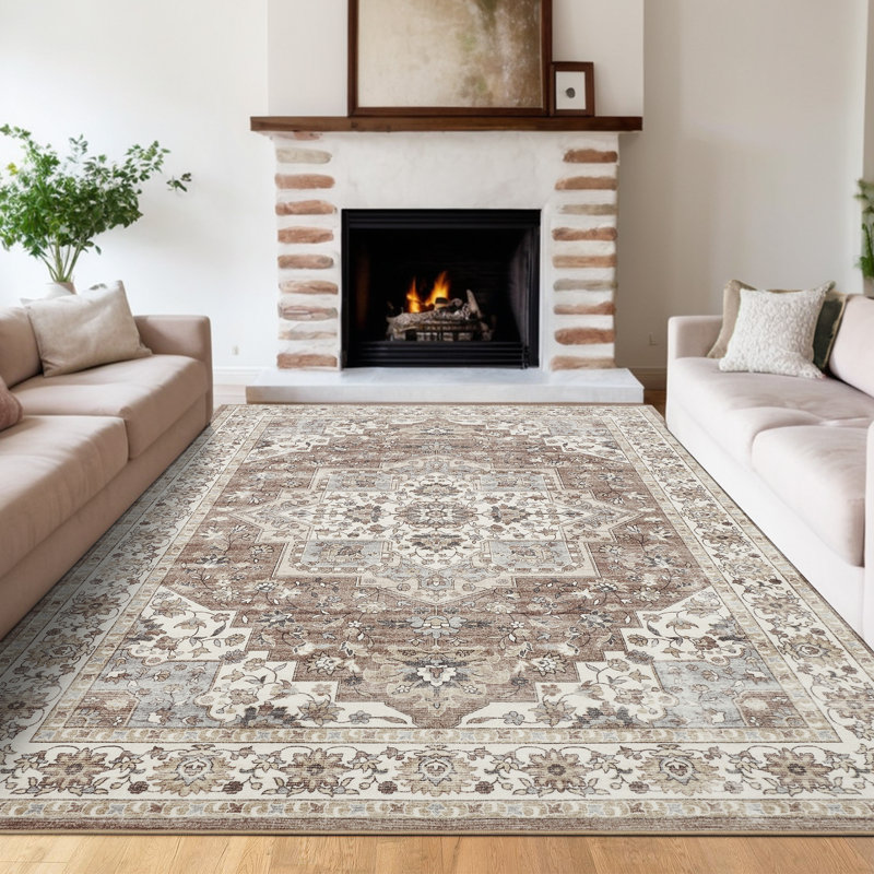 Machine Washable Rug with Rubber Backing Non-Slip Carpet for Living Room, Bedroom, Dining Room, Office, Playroom, Nursery