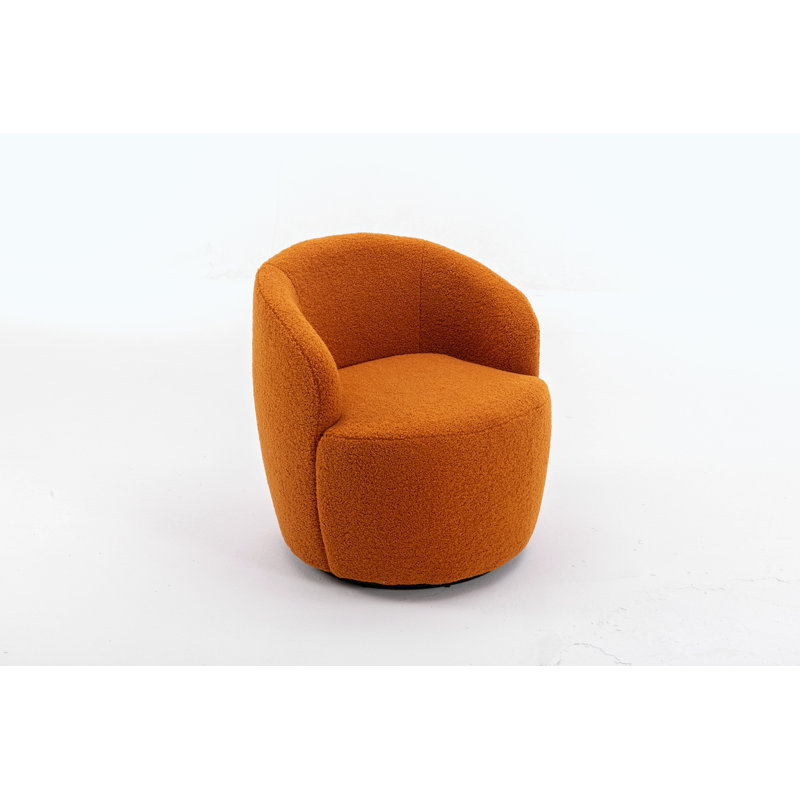 Swivel Accent Armchair Barrel Chair With Powder Coating Metal Ring, Velvet Caramel