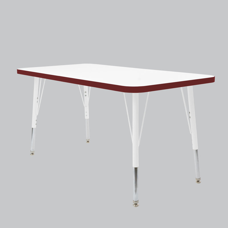 Table rectangulaire d'activités thermofusionnées avec pieds réglables et pivotants standard, H 30 po x l 24 po x P 48 po
