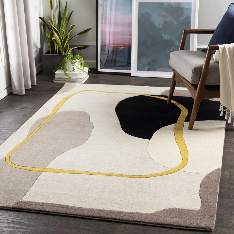 Tapis gris clair / taupe en laine touffeté à la main bamse, Rectangle 12 pi x 15 pi
