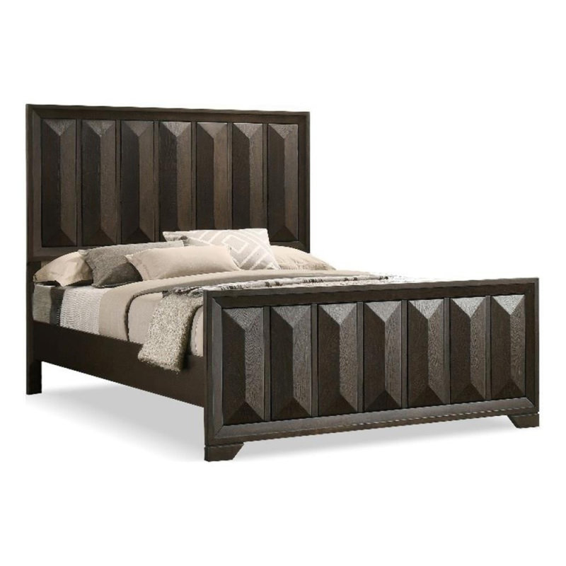 Mobilier de chambre à coucher de style moderne avec tête de lit espresso très grand 1pc, Très grand lit