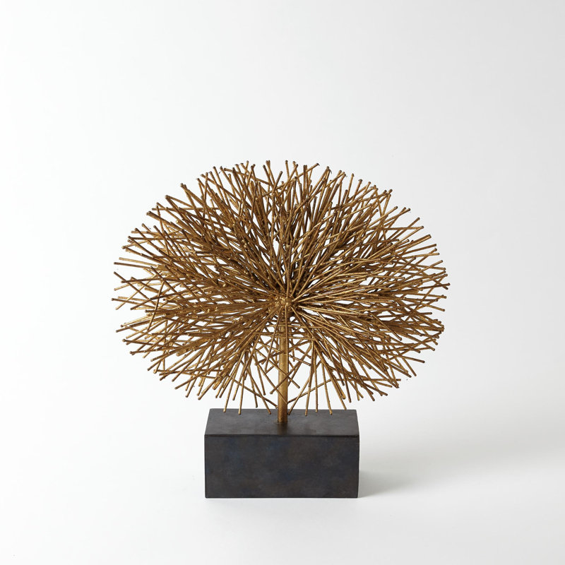 Tumble Weed Sculpture, 13.75" H x 12.75" W x 3" D, Gold