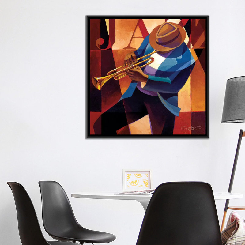 «Swing», reproduction d'impression sur toile, H 18 po x l 18 po x P 1,5 po, Toile encadrée noire, Pas de tapis