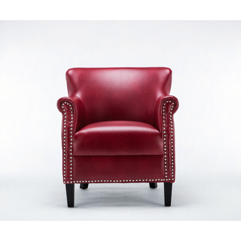Fauteuil club rouge Hadley, Mélange de polyester rouge