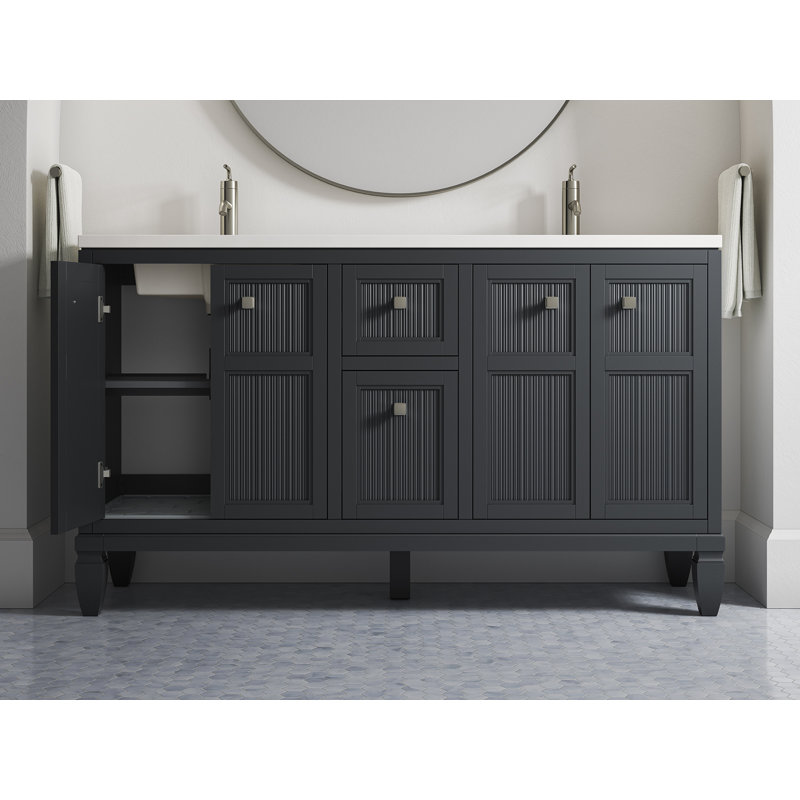 Hearthaven 60-In Bathroom Vanity Set, Slate Gray