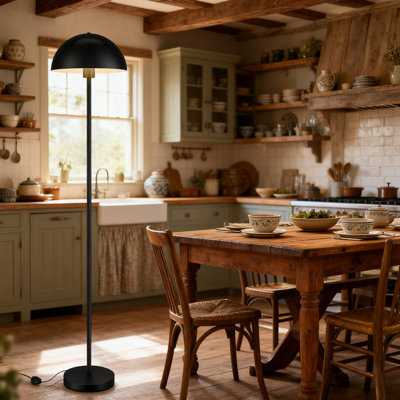 Lampe sur pied industrielle avec abat-jour champignon rétro, lampe sur pied de 65,6 po pour le salon, lampadaire moderne en métal avec douille E26 et interrupteur au pied, sans ampoule incluse