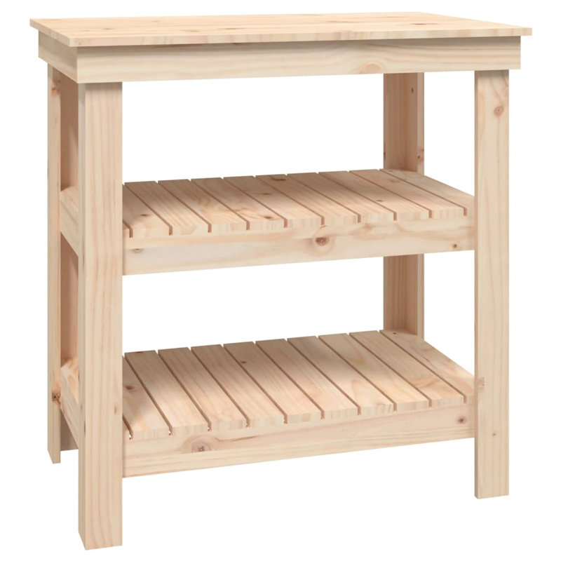 Banc de travail en bois massif vidaXL, H 31,5 po x l 56,1 po x P 19,7 po