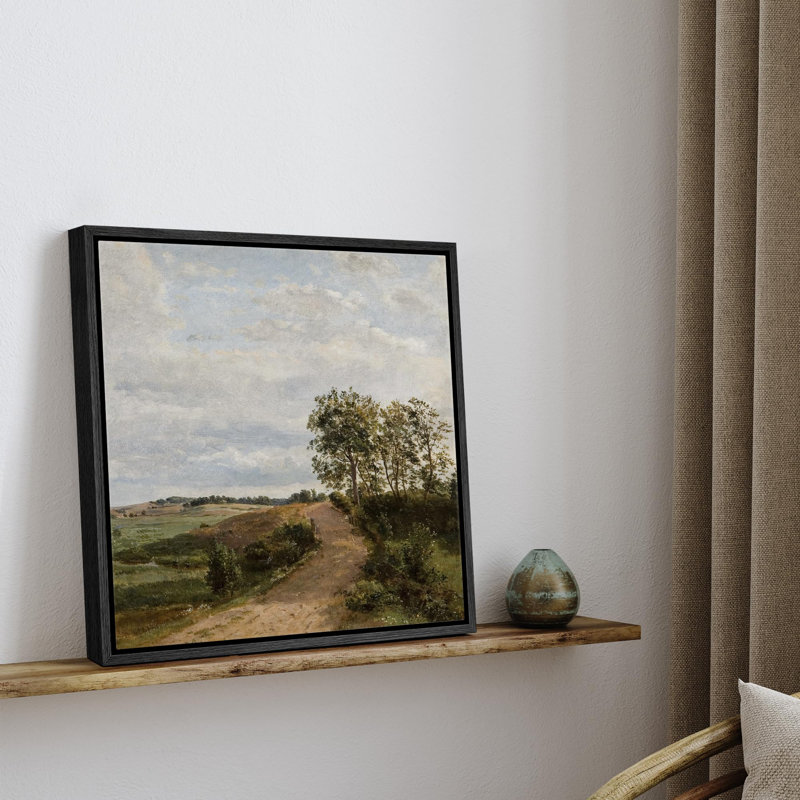 " Countryside Dirt Road ", Black Canvas, 16" H x 16" W