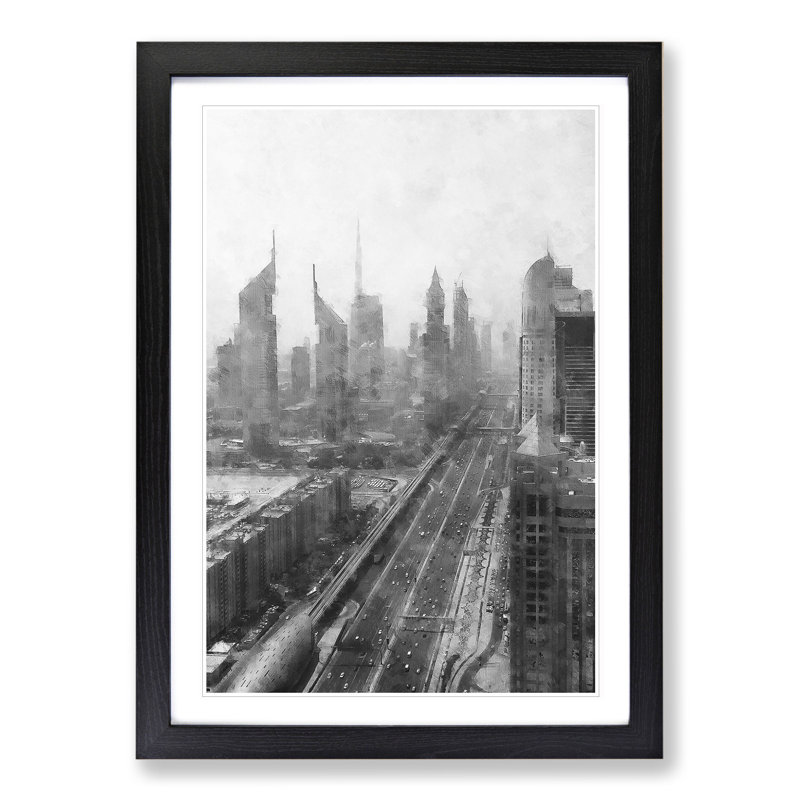 Dubai Skyline Vol.1 - Picture Frame Painting, 36cm H x 27cm W x 2cm D, Black Framed