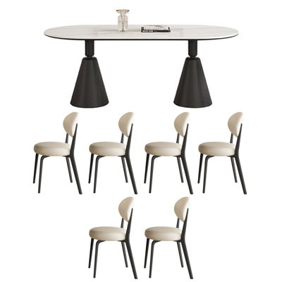 French rock dining table and chair combination