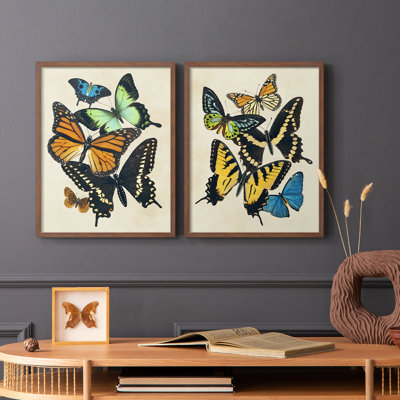 «Collage Butterflies I-Premium», reproduction encadrée prête à accrocher - aucun clou requis - aucun clou requis