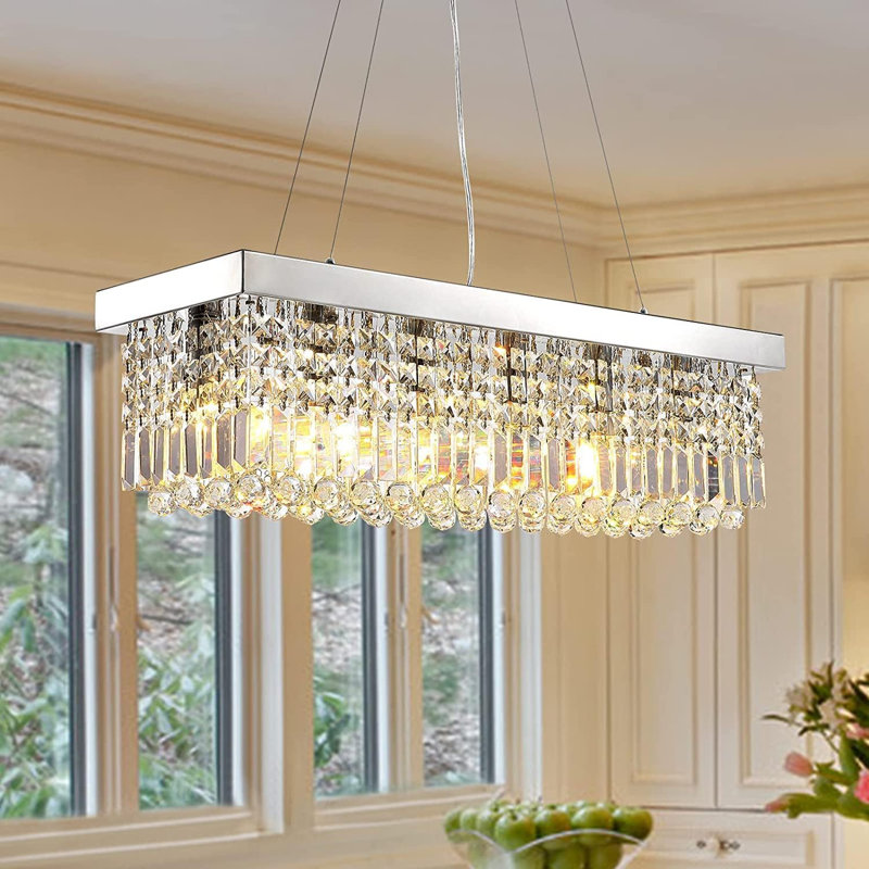 Lustre en cristal 6 lumières pour salle à manger