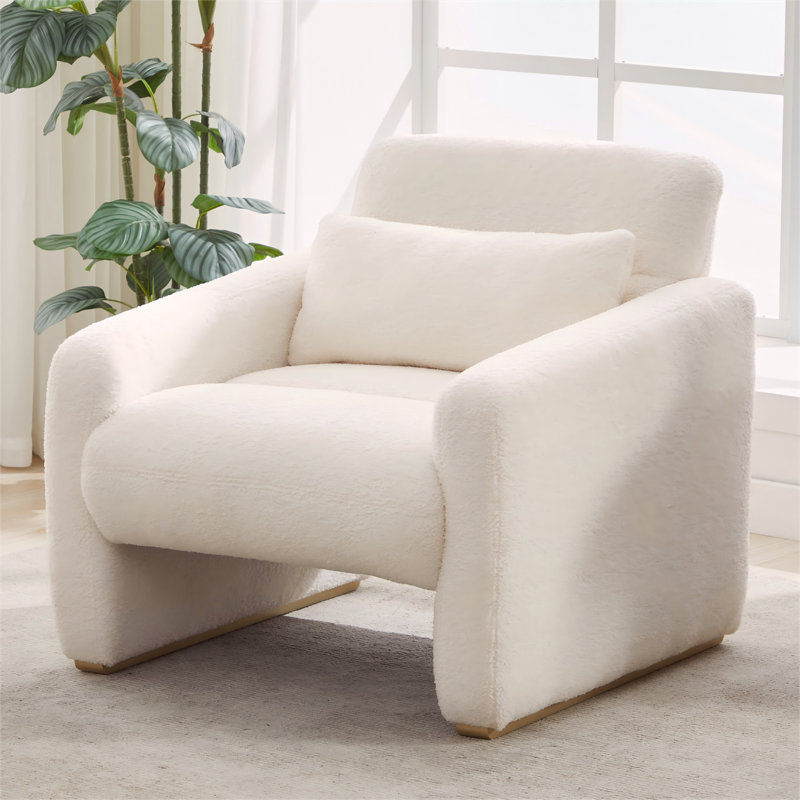 Chaise d'appoint 33 "- Fauteuil rembourré pour le salon beige