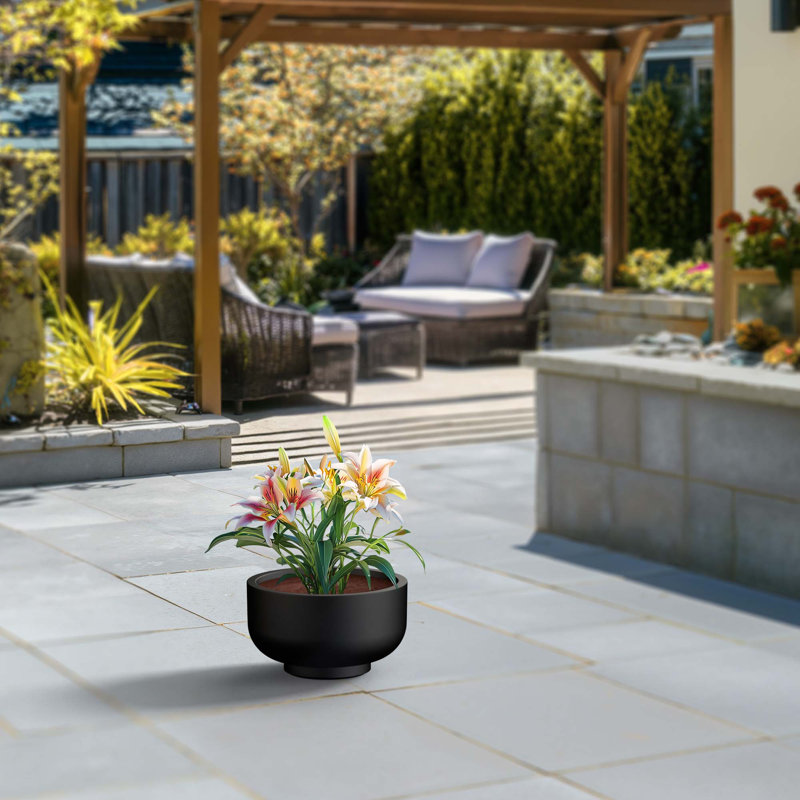 Large (Upgraded Interior) Concrete Round Planter / Pot With Drainage Holes, 7.87" H x 13.78" W x 13.78" D