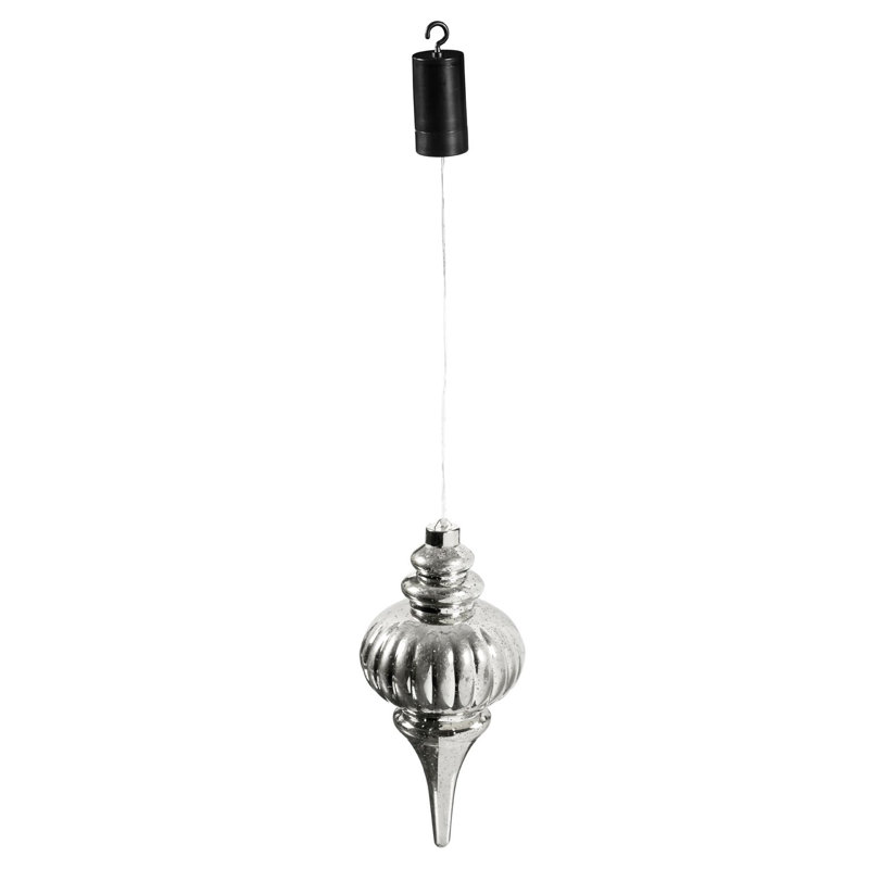 Ornement faîteau à DEL incassable Finial, H 4,72 po x l 11,02 po x P 4,72 po, Argent