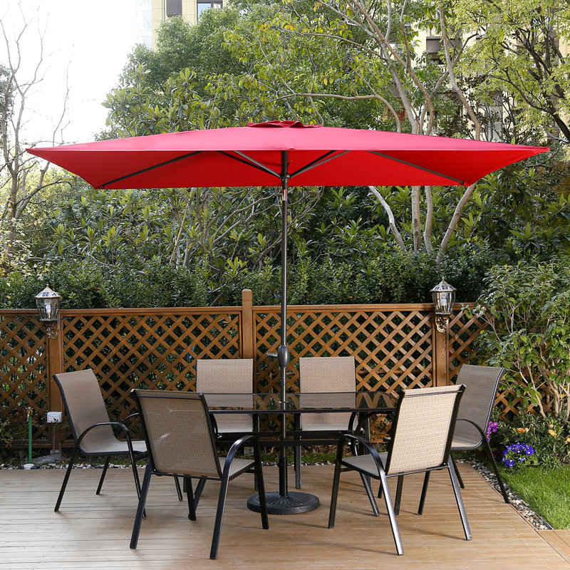 Parasol de marché rectangulaire 10 pi Barrios, Rouge