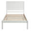 Cadre de lit plateforme blanc simple avec tête de lit et support à lattes de bois, tête de lit sans sommier nécessaire, latte unie, ressort-23557611