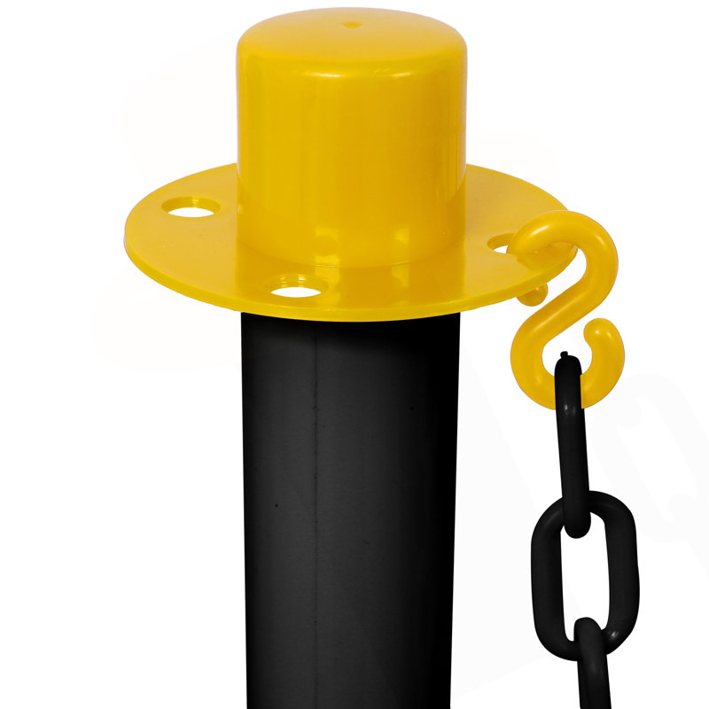 Paquet de 4 cônes de poteau de circulation avec base remplissable, barrière de sécurité en plastique réglable avec chaîne en plastique de 5 pi, poteau de contrôle des foules intérieur et extérieur pour le contrôle du trafic et l'avertissement