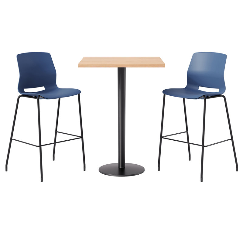 2 - Person Bar Height Dining Set, Navy/Black, Maple
