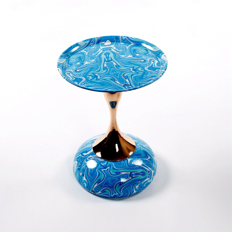 Table d'appoint ronde Mermaid Tail, Bleu