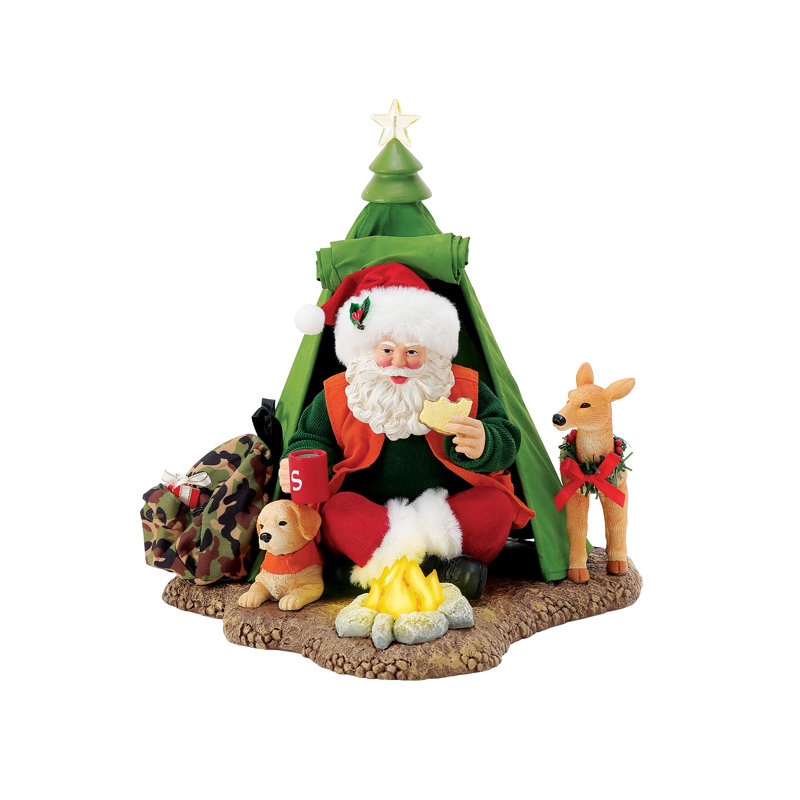 Possible Dreams Sports and Leisure Santa Camping Tent Lit Figurine 10.5 Inch
