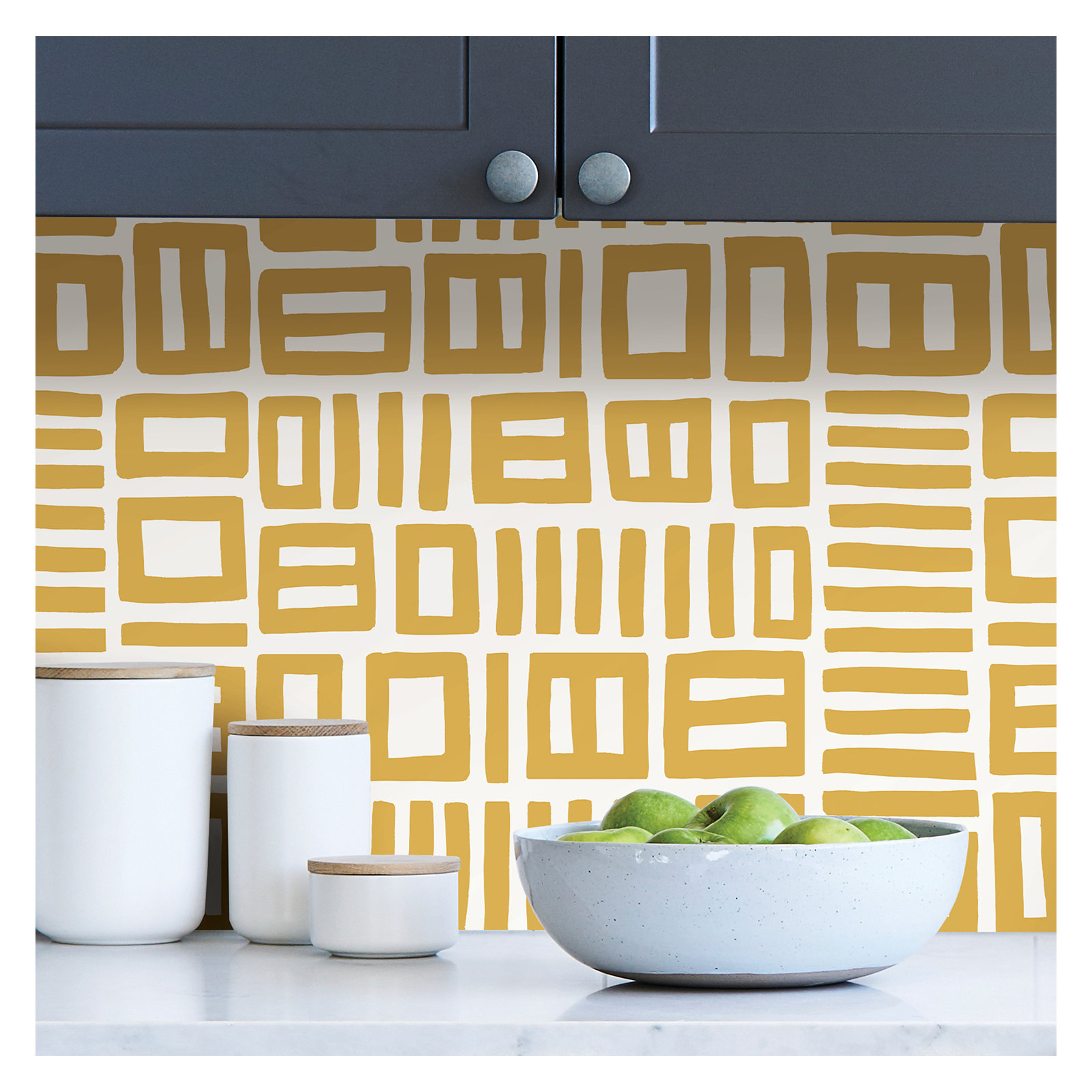 Ellie Peel & Stick Geometric Wallpaper, Yellow/White