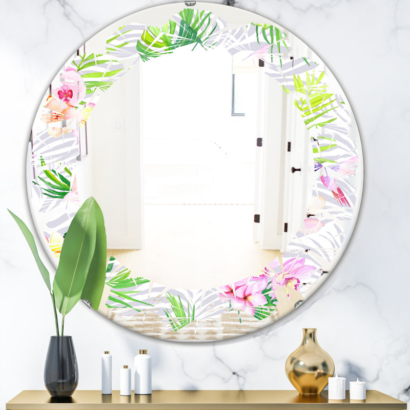 Miroir des plantes tropicales et des fleurs vi, miroir mural sans cadre, 23,6 po x 23,6 po