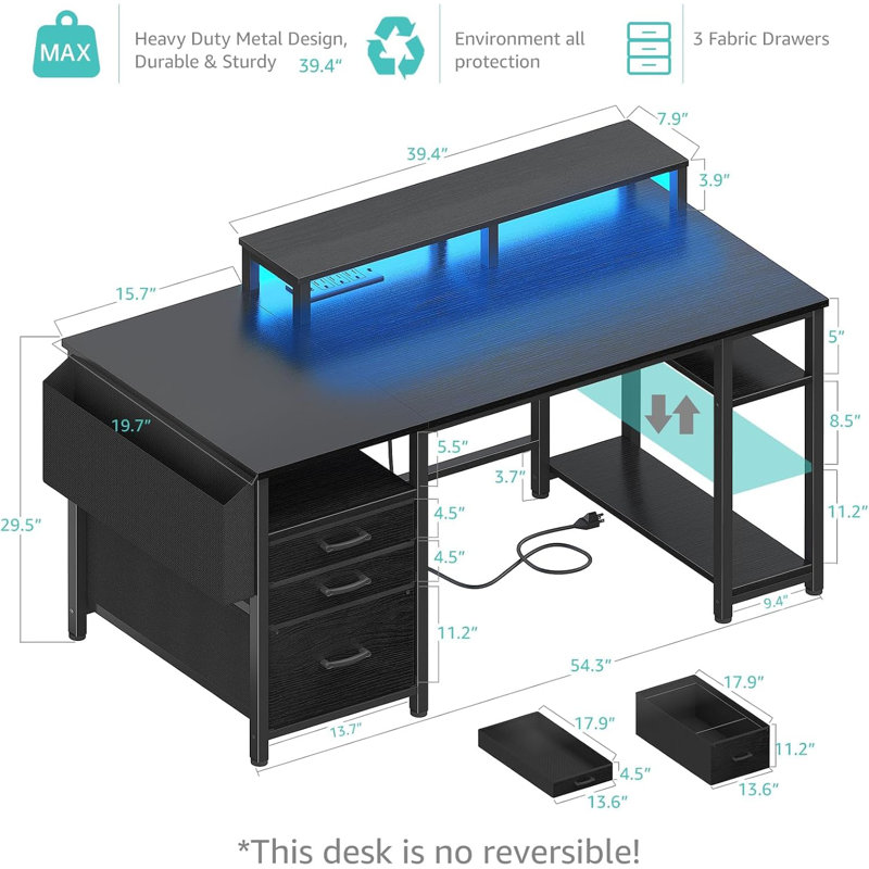 Bureaux de jeu avec lumières DEL et prises de courant