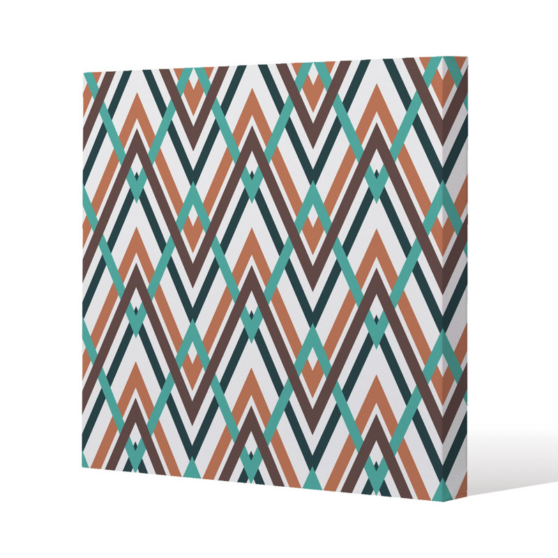 Coloured Geometric Zig Zag Slim Style Canvas Print, 20 cm H x 20 cm W