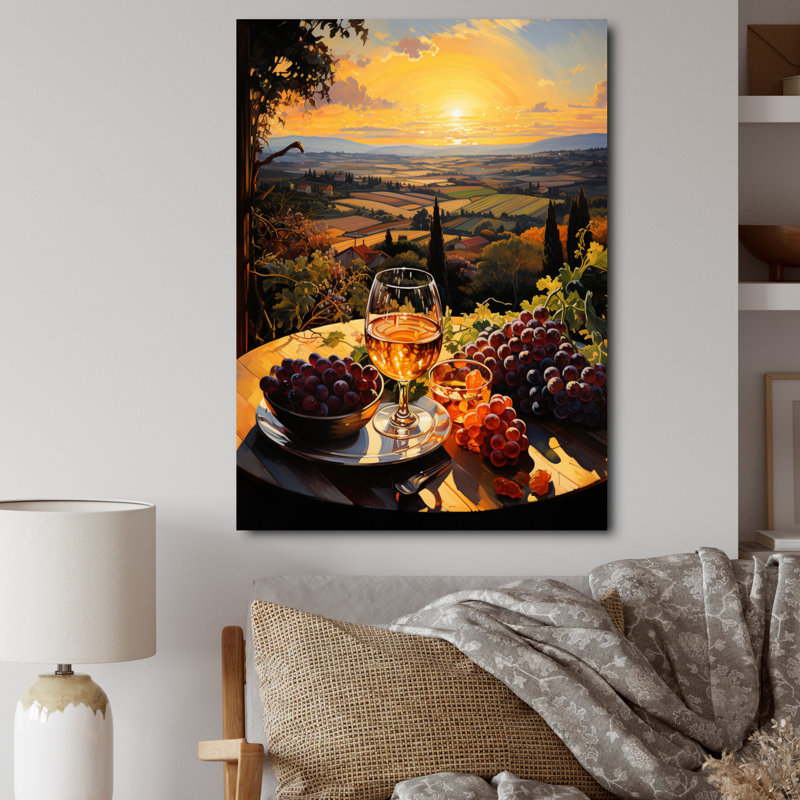 «French Vineyard Symphony Pointillism III», art mural sur toile, H 40 po x l 30 po x P 1,5 po, Toile tendue