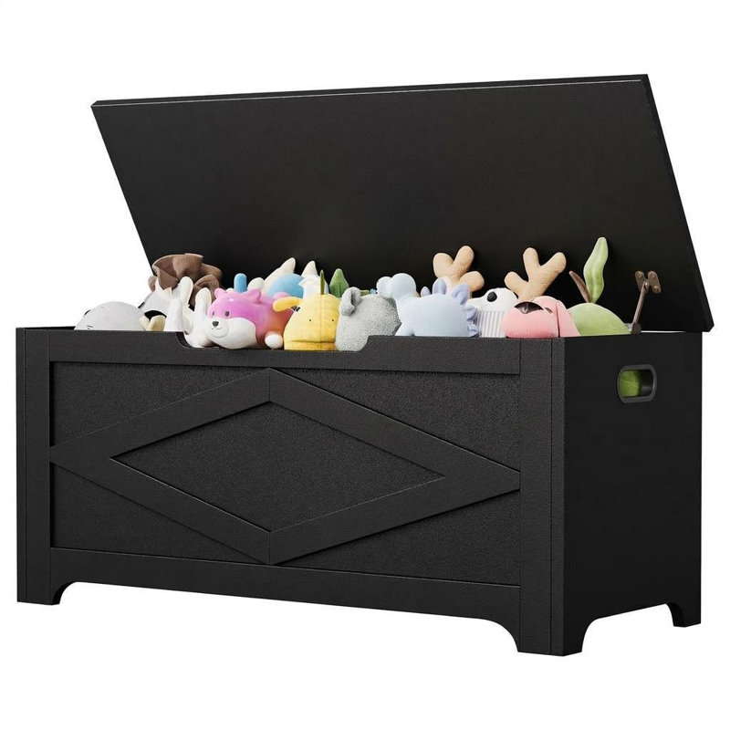 Banc à chaussures avec rangement relevable Farmhouse, Motif noir
