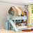 Wood Loft Bed With Slide And Built-In Shelves And Playhouse-Style-525818639