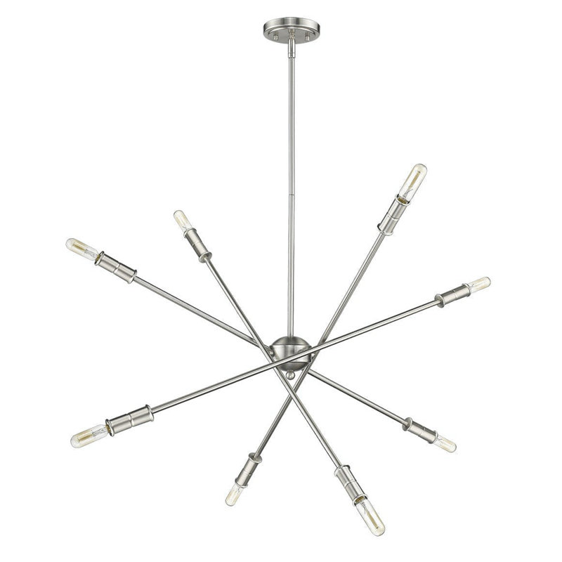 Lustre sphérique spoutnik à 8 lumières Clarice, Nickel satiné