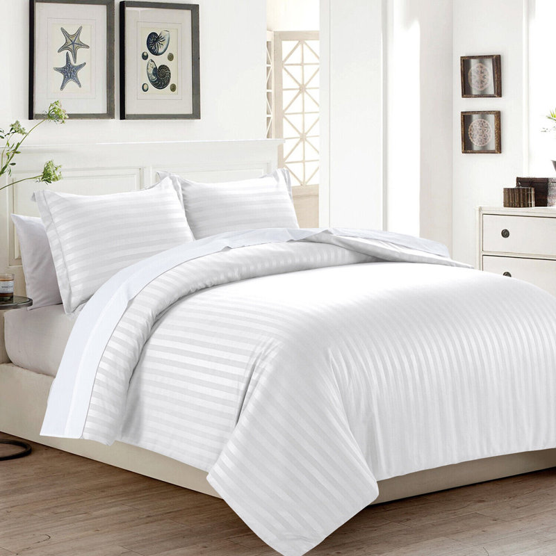 Thirlby Microfibre 250 TC Reversible Modern & Contemporary Duvet Cover Set with Pillow Cases, White