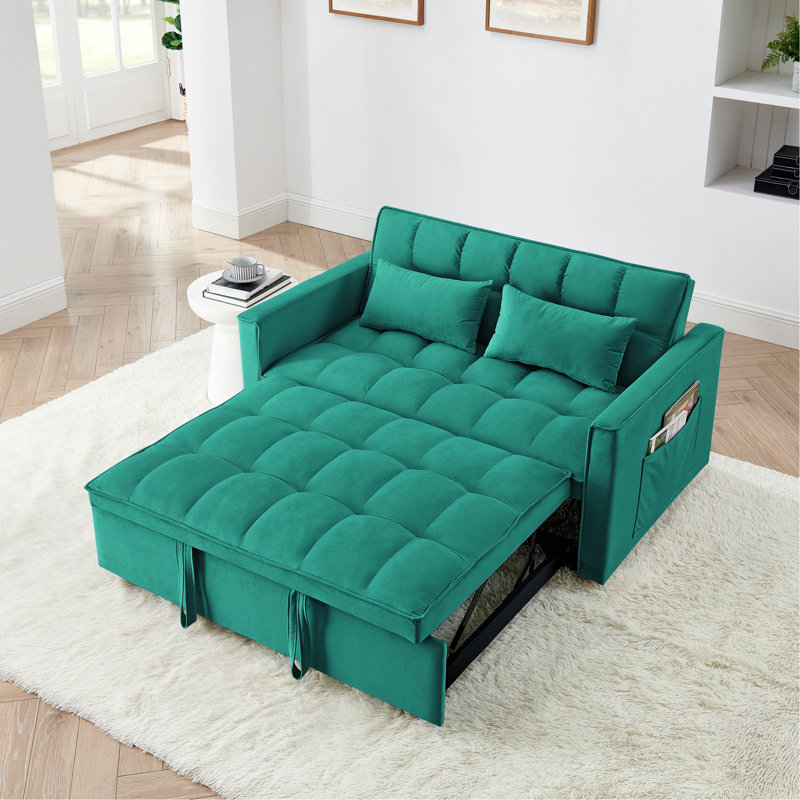 Canapé-lit pliable polyvalent de 54,33 pouces en 3 longueurs, H 31,1 po x l 53,54 po x P 37 po, Vert antique, Mousse