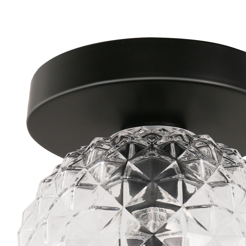 Plafonnier semi-encastré en verre Porrima, Noir mat