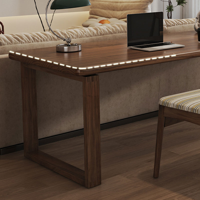 Bureau rectangulaire en bois massif noyer clair, H 29,53 po x l 62,99 po x P 27,56 po