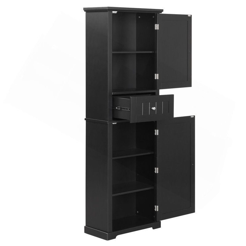 Tall Bathroom Storage Cabinet, Freestanding Storage Cabinet With Drawer And Adjustable Shelf, MDF Board With Painted Finish