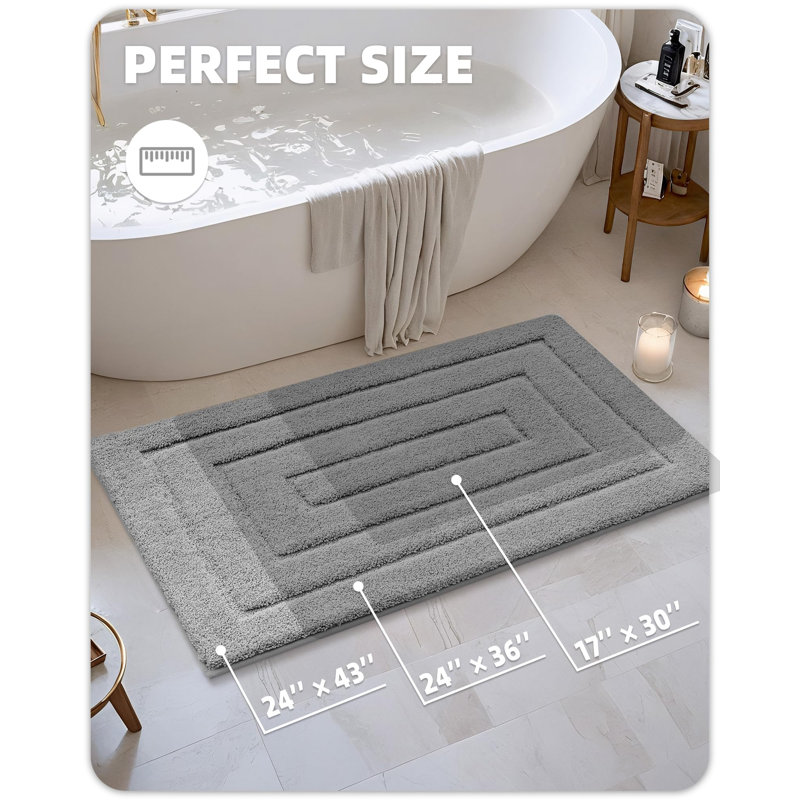 Tapis de salle de bain, Gris clair, L 30 po x l 17 po